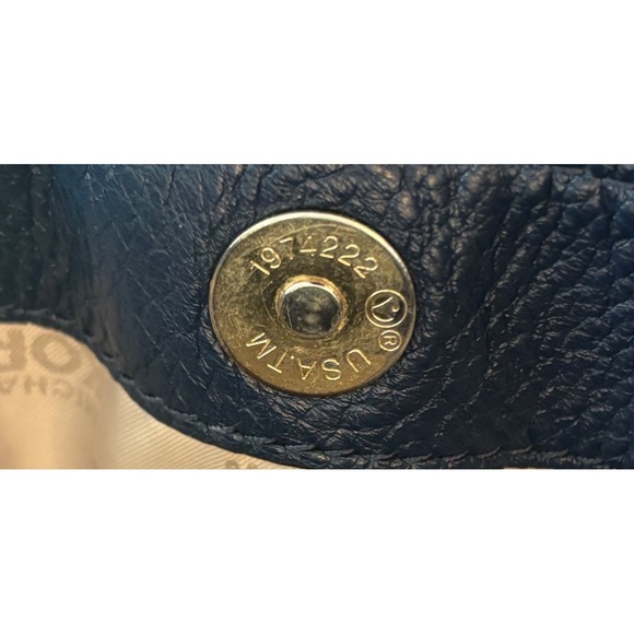 Michael Kors Delancy Navy Blue Pebbled Leather Studded Chain Hobo Shoulder Bag - Picture 10 of 10